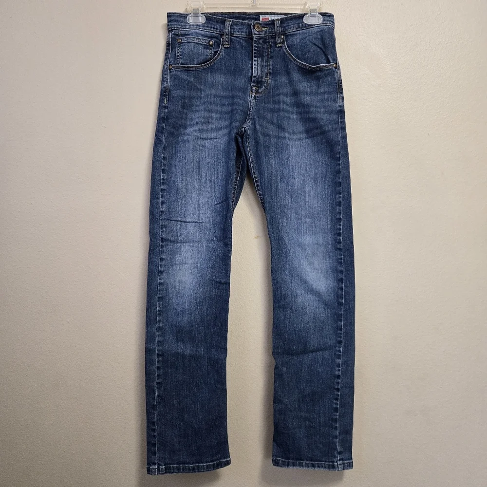 WRANGLER Men's Slim Straight Leg Jeans Size 29x30 Medium Wash Distressed